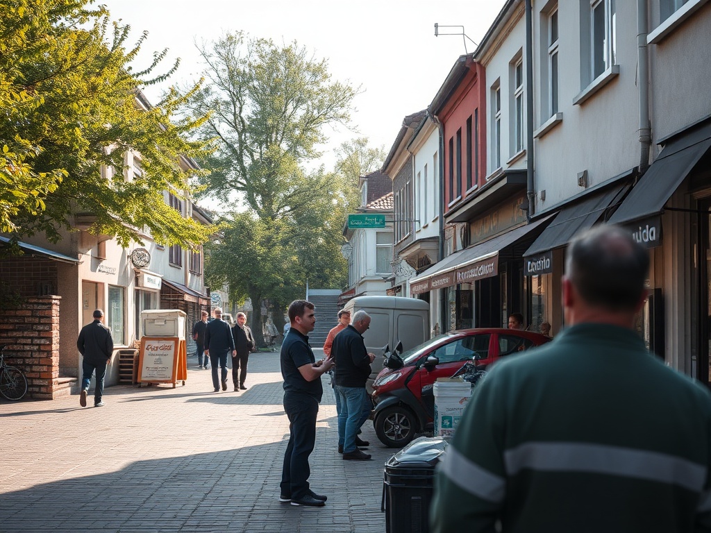 Mapa Myszkowa z zaznaczonymi symbolami projektów dofinansowanych z Funduszy Europejskich - Fundusze Europejskie Myszków